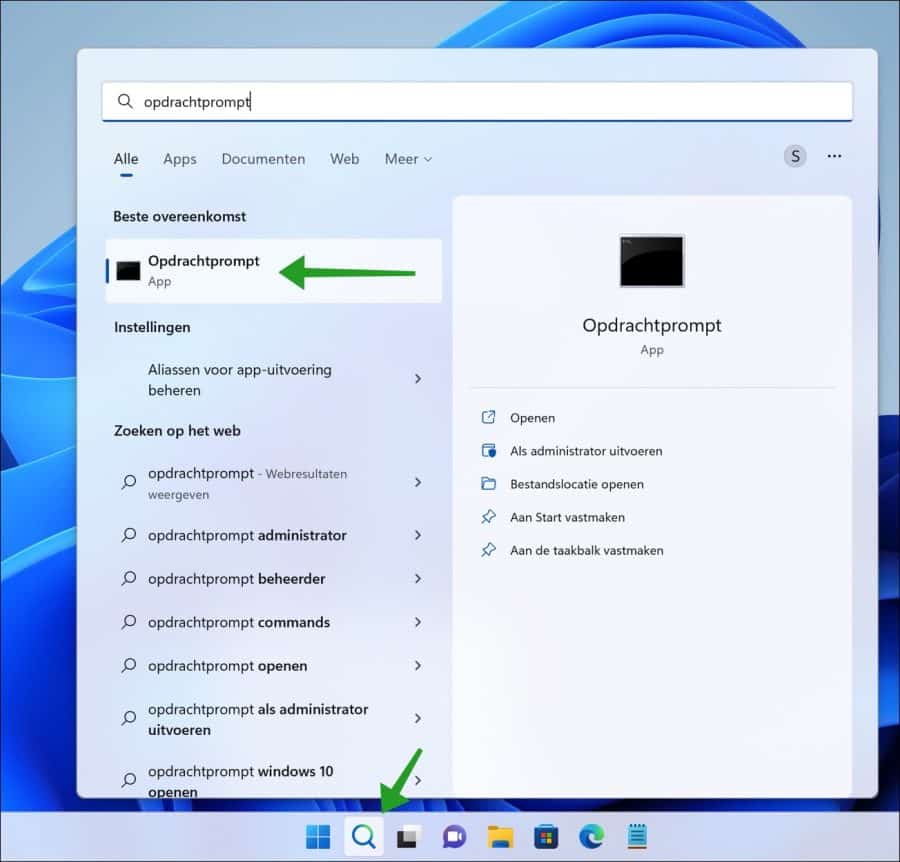 Opdrachtprompt openen