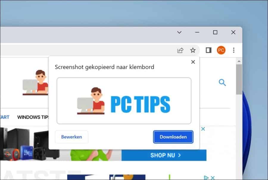 Screenshot bewerken of downloaden naar uw computer