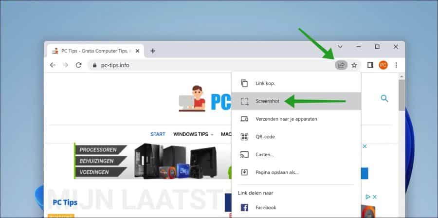 Screenshot maken in Google Chrome