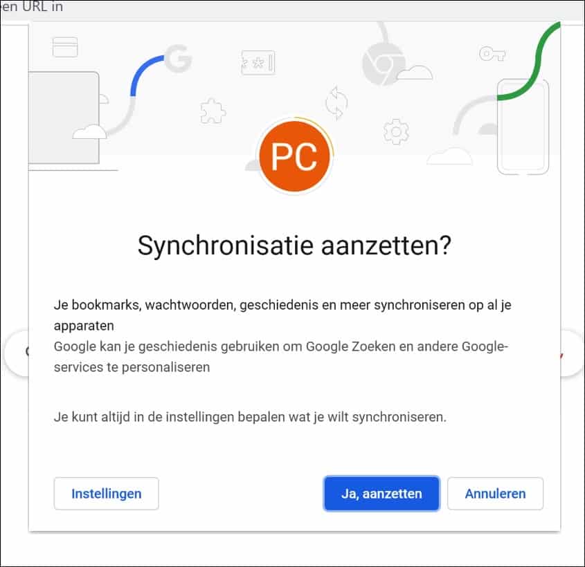 Synchronisatie inschakelen in Google Chrome