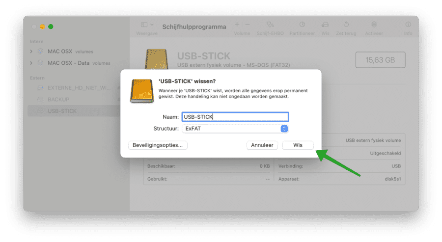 USB stick formatteren in mac