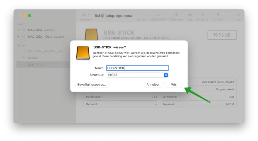 USB stick formatteren in mac