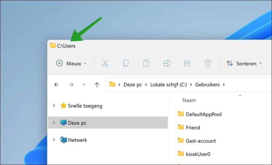 Full path to a folder or file in the title bar on a Windows 11 PC