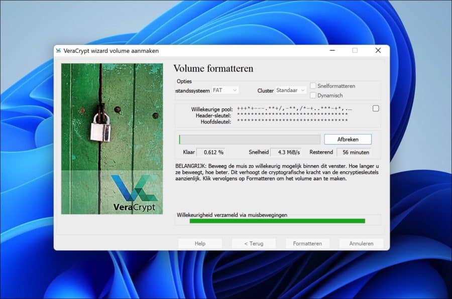 Volume formatteren en versleutelen