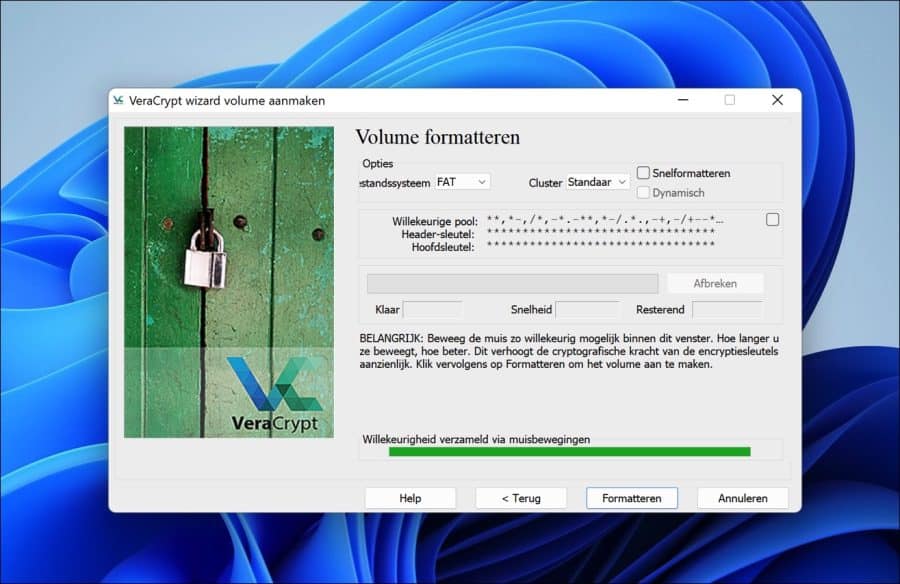 Volume formatteren met VeraCrypt