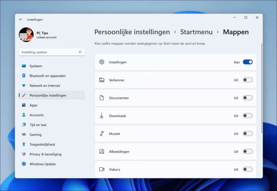 Welche Ordner werden beim Start neben dem Netzschalter angezeigt?