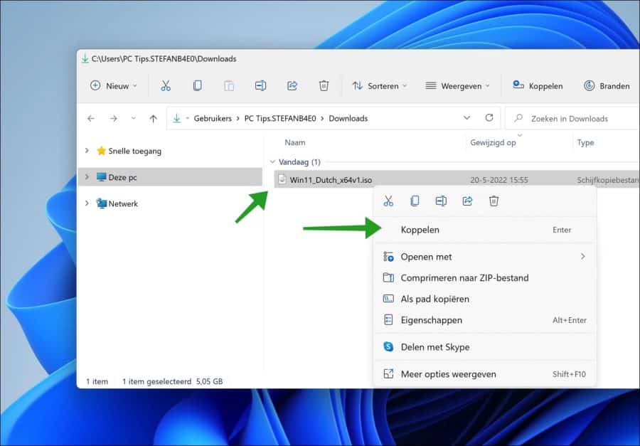 Windows 11 ISO-bestand koppelen