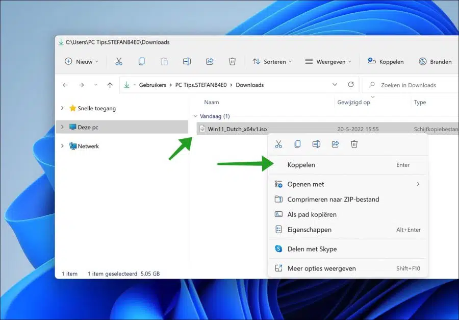 Windows 11 ISO-bestand koppelen