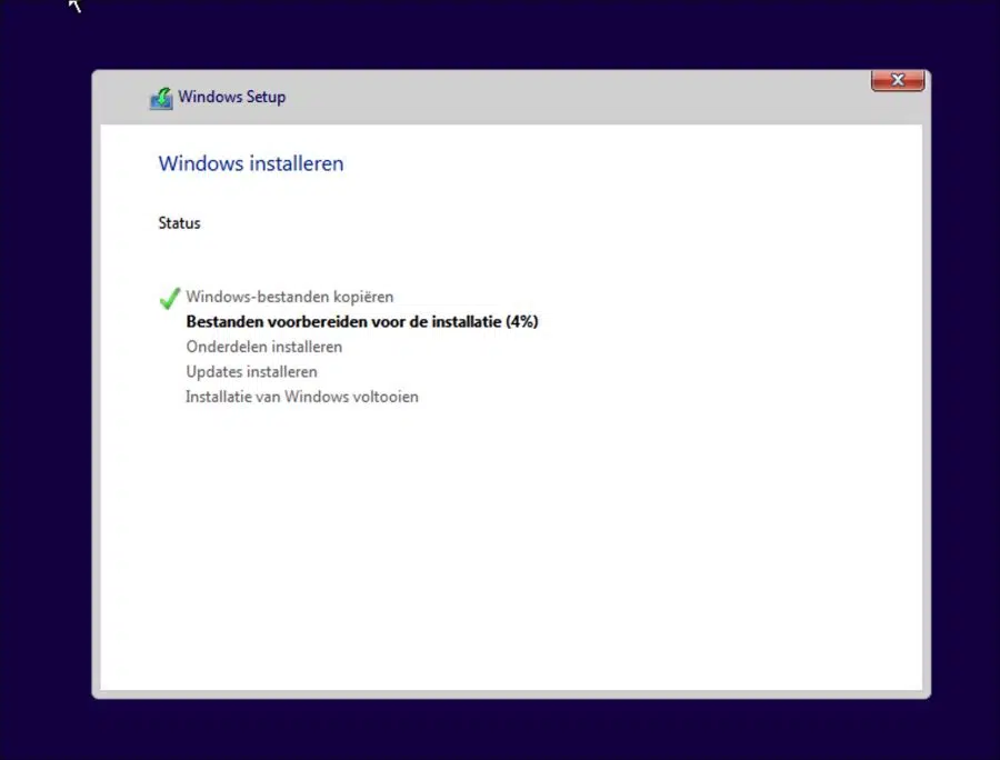Windows 11 wordt geinstalleerd