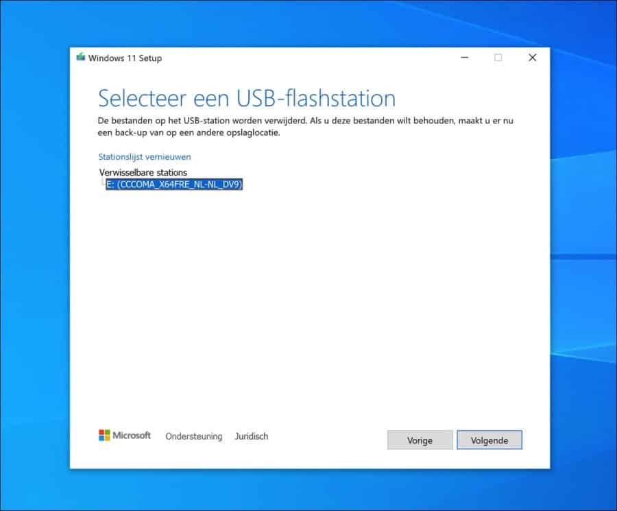 usb flashstation om windows 11 op te installeren