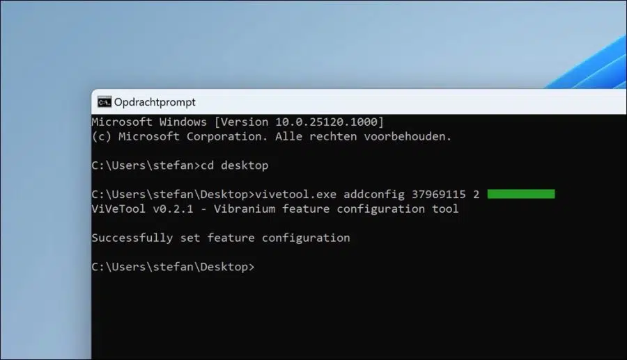 zoekbalk installeren in windows 11 via vivetool