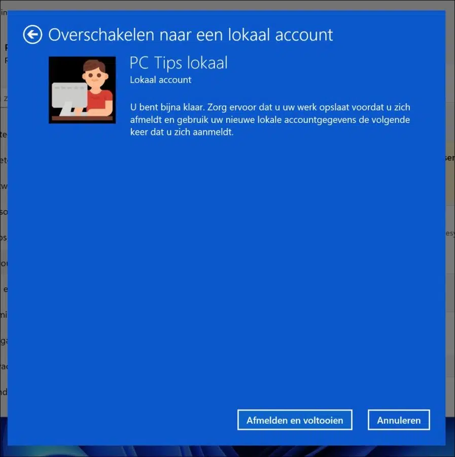 Afmelden en voltooien