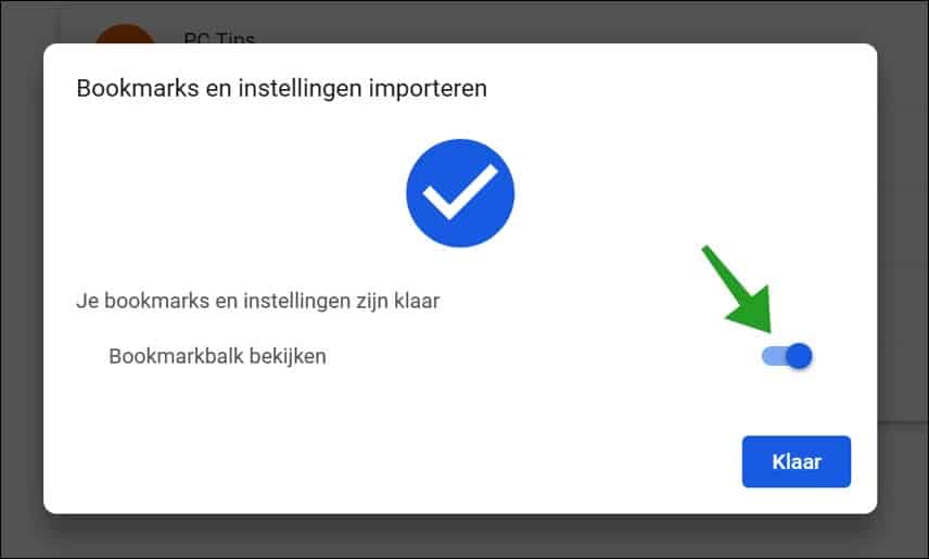 Bookmarks uit Edge geimporteerd in Google Chrome