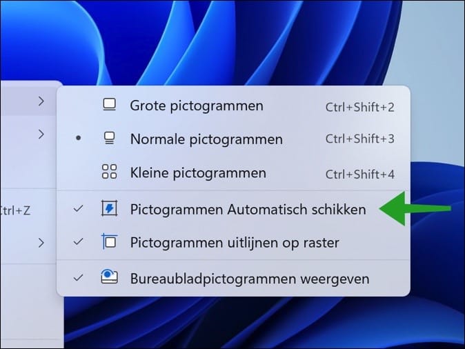 Organizar los iconos del escritorio automáticamente