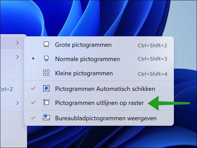 Richten Sie Desktopsymbole am Raster aus