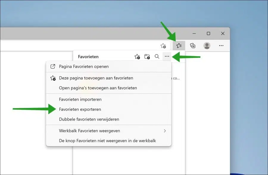 Favorieten exporteren uit de Microsoft Edge browser