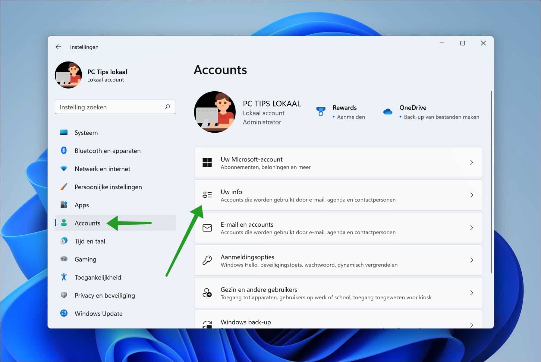 Email adres van Administrator wijzigen in Windows 11