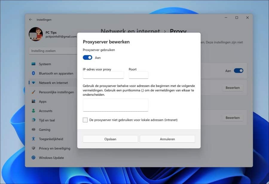 Handmatig een proxy instellen in Windows 11