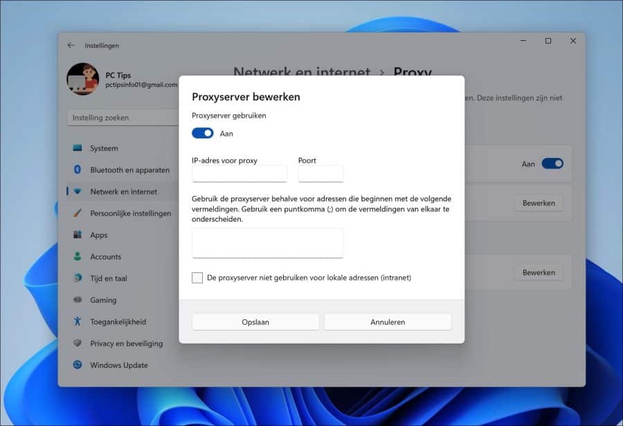 How to manually set up a proxy in Windows 11