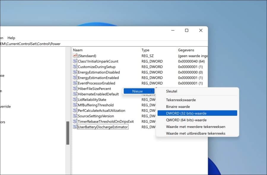 Nieuwe DWORD 32-bit waarde aanmaken in het Windows-register