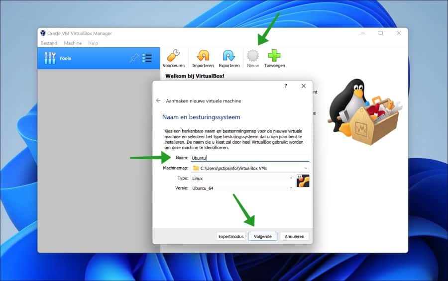 Crie uma nova máquina virtual Linux com VirtualBox