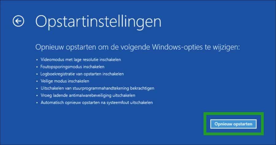 Nu opnieuw opstarten