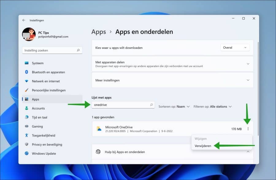 OneDrive verwijderen