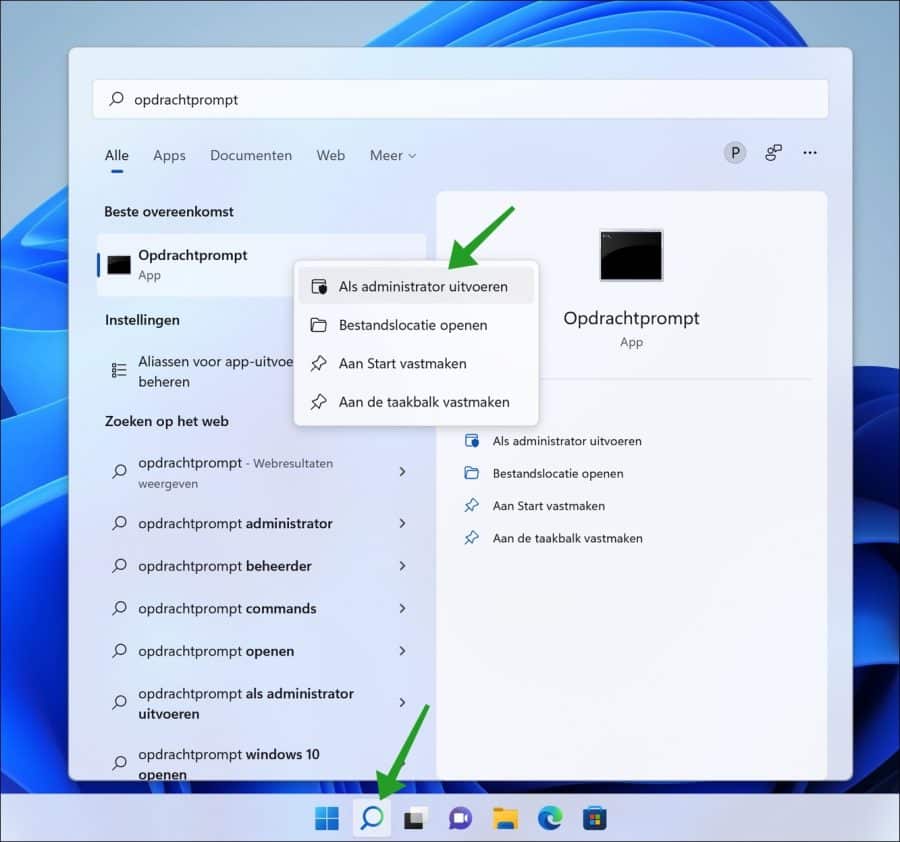 Opdrachtprompt als administrator uitvoeren