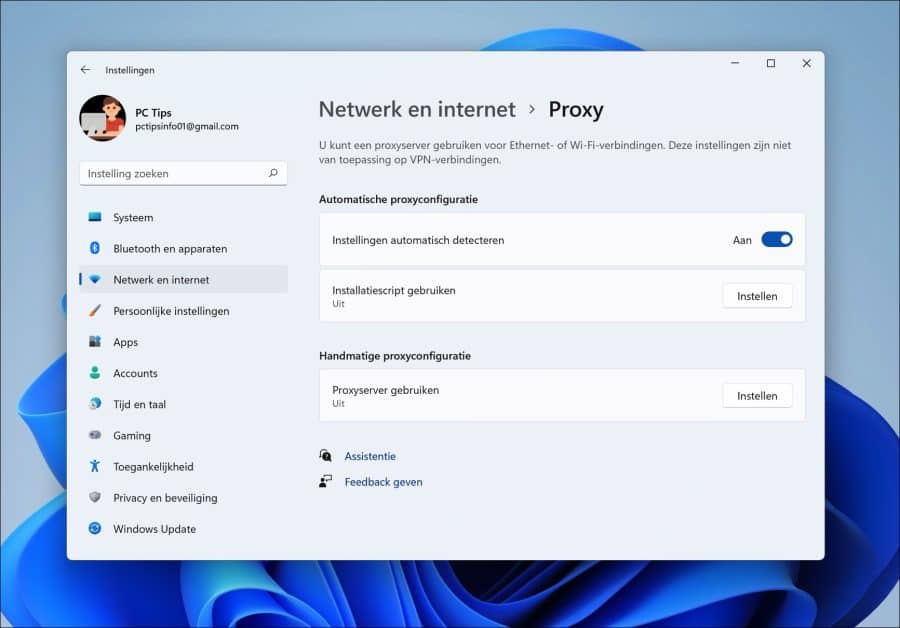Proxy server instellen in Windows 11