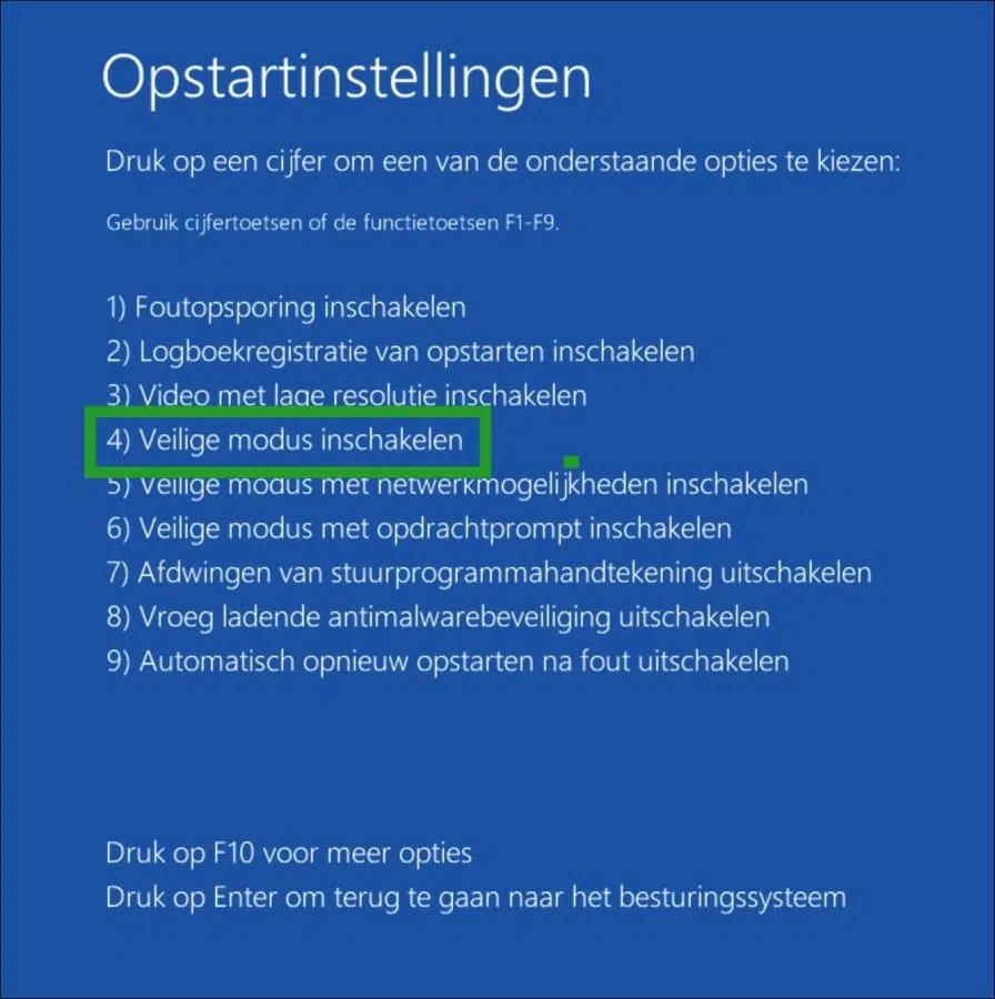 Veilige modus starten