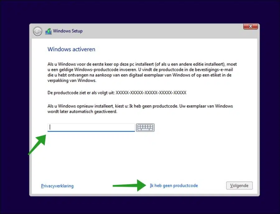 Windows 11 activeren met een licentiesleutel tijdens installatie