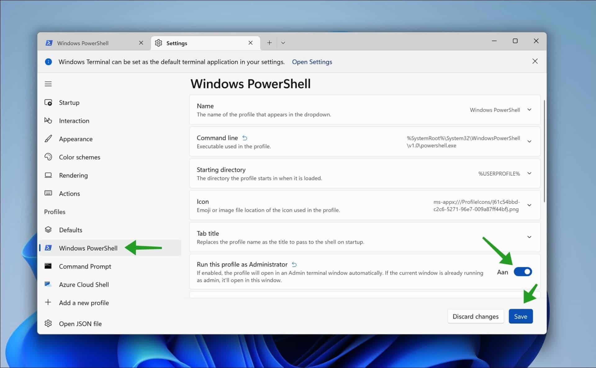 Opdrachtprompt, PowerShell of Terminal uitvoeren als administrator