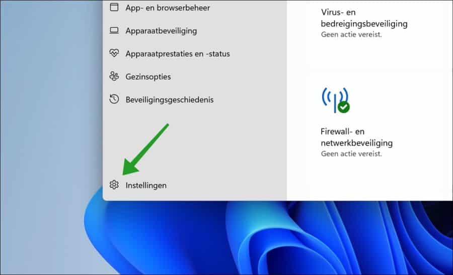 Windows-beveiliging instellingen openen