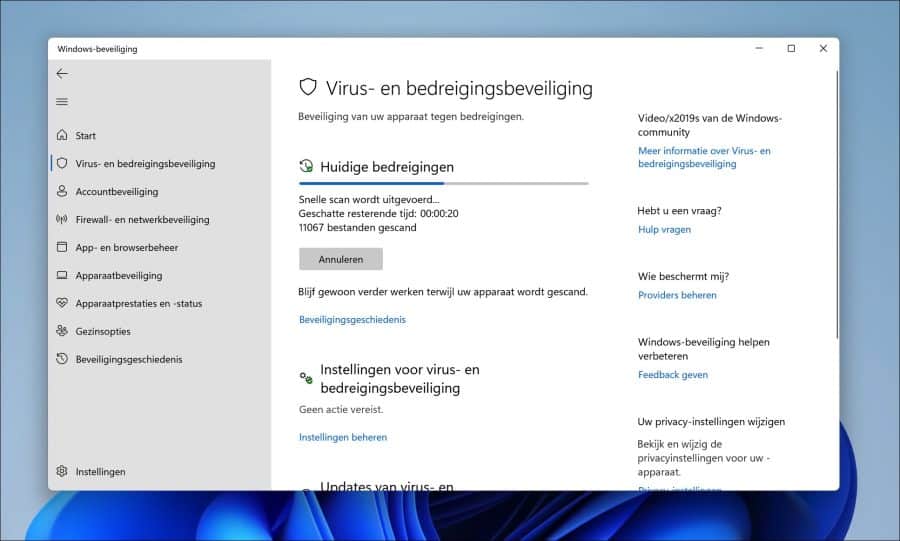 Windows defender is opnieuw geinstalleerd