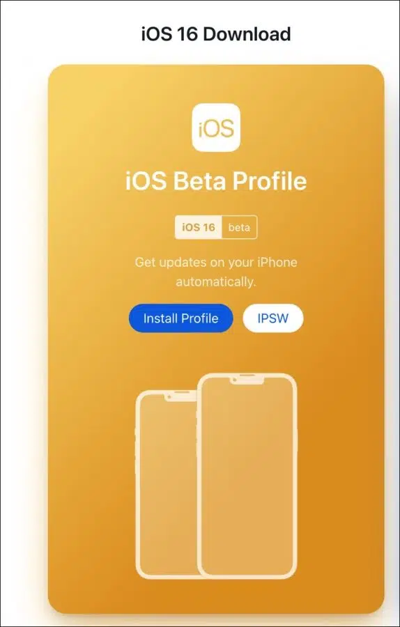 iOS 16 beta profile download