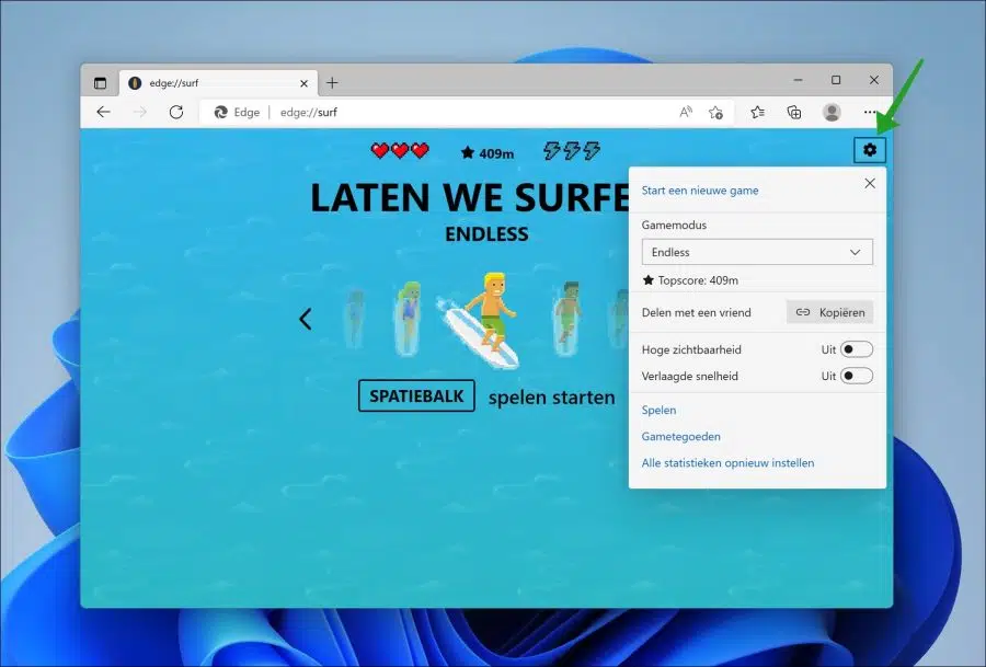 surf spel in microsoft edge