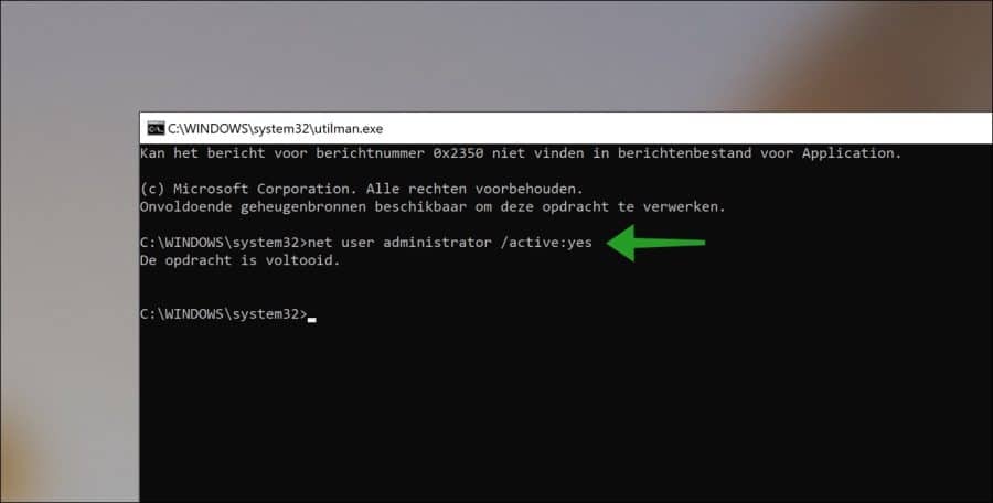 Administrator account activeren