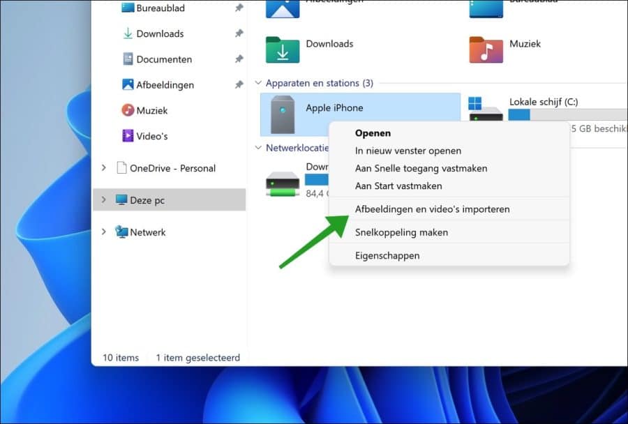 Afbeeldingen videos importeren Windows 11 iphone
