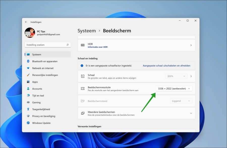Beeldschermresolutie wijzigen in Windows 11