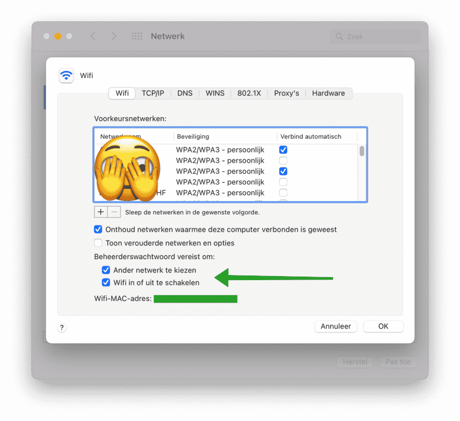 Admin password required to switch network or enable/disable Wi-Fi