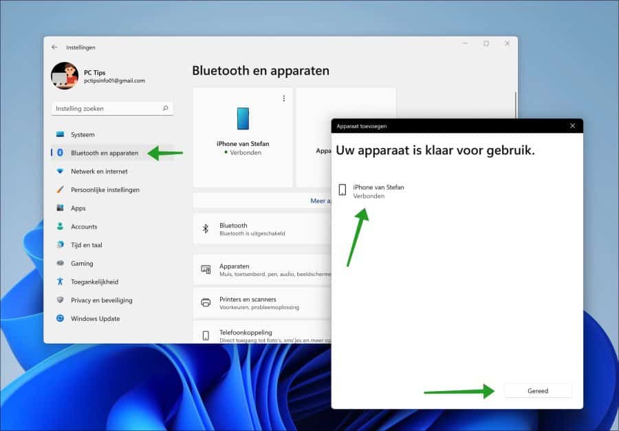 Bluetooth verbinding maken met iPhone