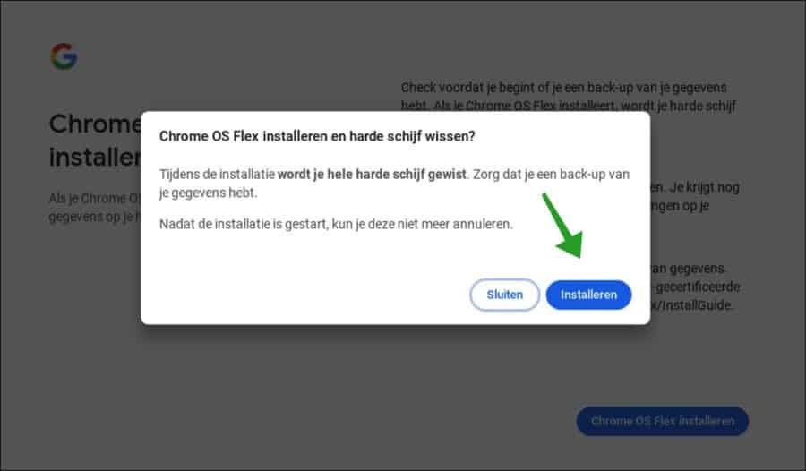 Chrome OS Flex installeren en harde schijf wissen