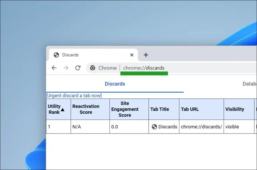 Chrome discards instellingen openen