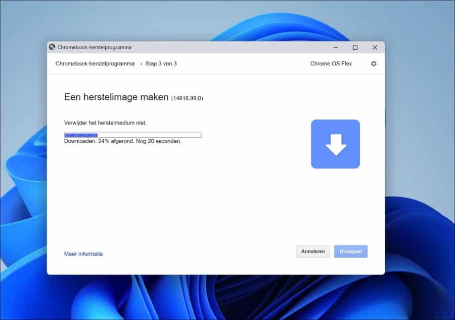 ChromeOS flex wordt gedownload