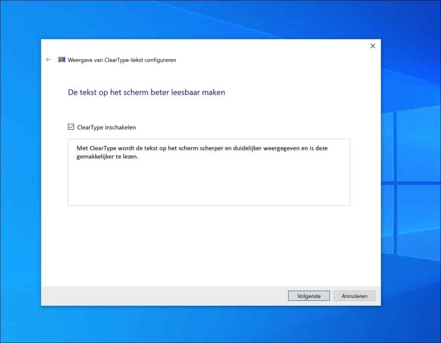 Cleartype inschakelen