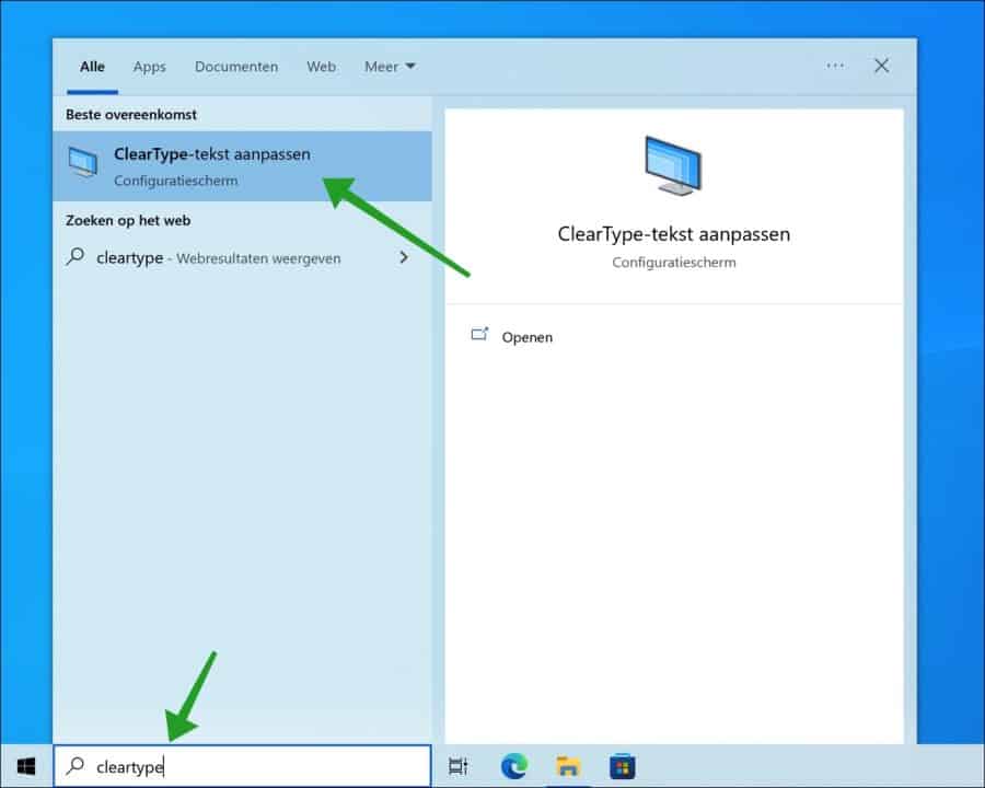 Cleartype tekst aanpassen openen