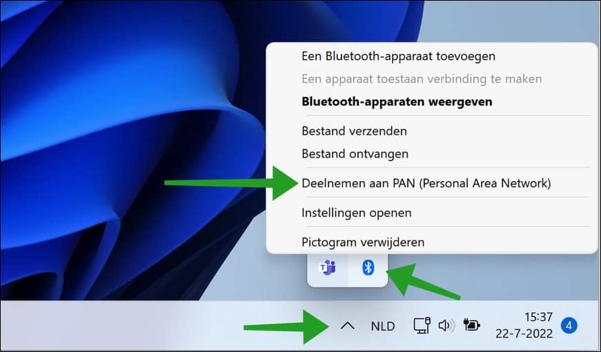 Deelnemen aan personal area network