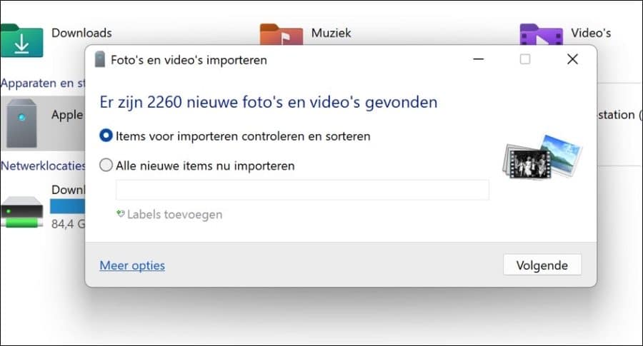 Er zijn nieuwe fotos en video gevonden om te importeren