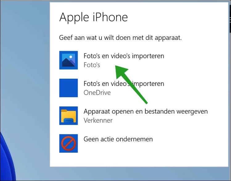 Foto's en videos importeren vanuit iPhone naar Windows 11 PC