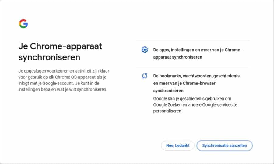 Google gegevens synchroniseren met Chrome OS Flex